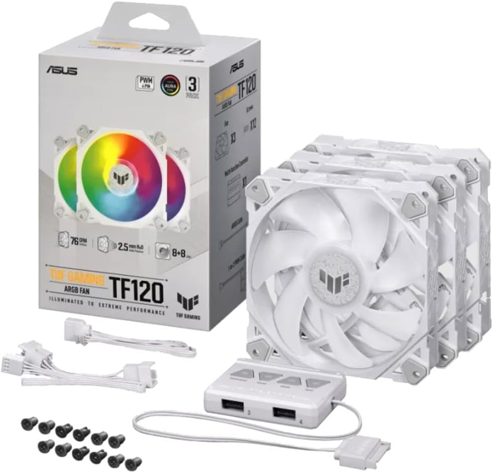 ASUS TF120 TUF Gaming ARGB Case Fan – 3-Pack WHITE